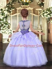 Floor Length Light Yellow Pageant Gowns For Girls Scoop Sleeveless Zipper