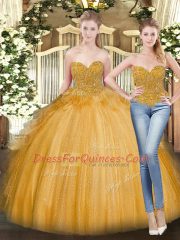Discount Tulle Sleeveless Floor Length 15th Birthday Dress and Beading and Ruffles