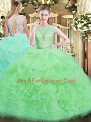 Most Popular Floor Length Quinceanera Gown Scoop Sleeveless Backless