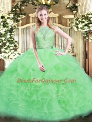Most Popular Floor Length Quinceanera Gown Scoop Sleeveless Backless