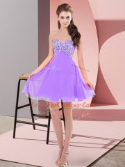 Vintage Lavender Sleeveless Chiffon Lace Up Evening Dress for Prom and Party