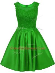 Elegant Green Scoop Neckline Lace Damas Dress Sleeveless Zipper