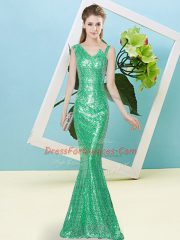 Dazzling Sleeveless Sequins Zipper Prom Gown