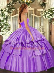 Flirting Baby Blue Ball Gowns Taffeta Sweetheart Sleeveless Beading and Ruffled Layers Floor Length Lace Up Quince Ball Gowns