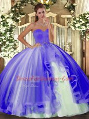 Amazing Lavender Lace Up Quinceanera Dress Beading Sleeveless Floor Length