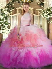 Floor Length Ball Gowns Sleeveless Multi-color Ball Gown Prom Dress Backless