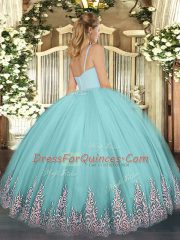 Apple Green Sleeveless Appliques Floor Length Sweet 16 Dress