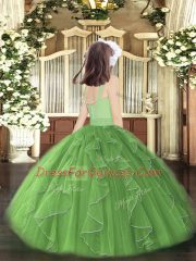 Floor Length Ball Gowns Sleeveless Wine Red Child Pageant Dress Zipper