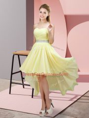 Yellow Sweetheart Neckline Beading Court Dresses for Sweet 16 Sleeveless Lace Up