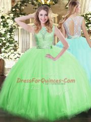 Scoop Backless Lace Ball Gown Prom Dress Sleeveless