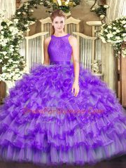 Best Scoop Sleeveless Organza Quinceanera Dresses Ruffled Layers Zipper