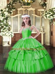 Beauteous Floor Length Ball Gowns Sleeveless Green Pageant Dress for Teens Lace Up