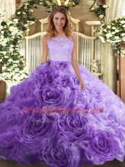 Scoop Sleeveless Fabric With Rolling Flowers Sweet 16 Quinceanera Dress Lace Zipper