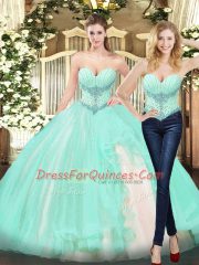 Super Sweetheart Sleeveless Lace Up Quinceanera Dress Apple Green Organza