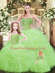 Sleeveless Lace Up Floor Length Ruffles Sweet 16 Dress