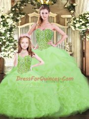 Sleeveless Lace Up Floor Length Ruffles Sweet 16 Dress