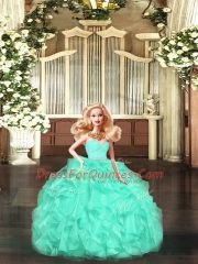 Colorful Apple Green Sweetheart Lace Up Lace and Ruffles Quinceanera Dresses Sleeveless