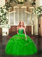 Shining Green Lace Up Sweetheart Beading and Ruffles Quince Ball Gowns Organza Sleeveless