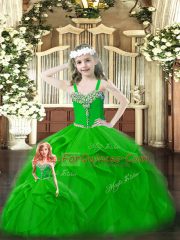 Shining Green Lace Up Sweetheart Beading and Ruffles Quince Ball Gowns Organza Sleeveless
