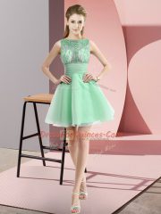Sleeveless Zipper Mini Length Beading and Bowknot Evening Dress