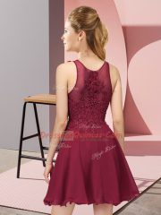 Superior Royal Blue Chiffon Zipper Scoop Sleeveless Mini Length Vestidos de Damas Appliques