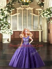 Scoop Sleeveless Tulle Sweet 16 Quinceanera Dress Beading Lace Up