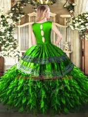 Ruffles Quinceanera Gowns Olive Green Zipper Sleeveless Floor Length