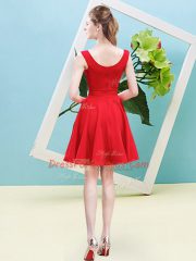 Orange Red Sleeveless Satin Zipper Dama Dress for Prom and Party and Wedding Party