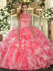 Sleeveless Beading and Ruffles Backless Quinceanera Dresses