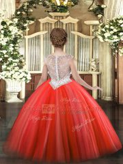 Superior Ball Gowns Little Girls Pageant Gowns Orange Scoop Tulle Sleeveless Floor Length Zipper