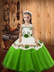 Best Lace Up Kids Pageant Dress Embroidery Sleeveless Floor Length