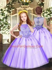 Floor Length Ball Gowns Sleeveless Lavender Girls Pageant Dresses Zipper