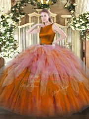 Sleeveless Floor Length Ruffles Clasp Handle Sweet 16 Dresses with Multi-color