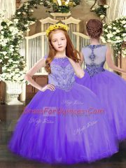 Sleeveless Zipper Floor Length Beading Pageant Gowns For Girls