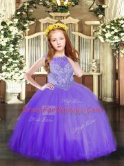 Sleeveless Zipper Floor Length Beading Pageant Gowns For Girls