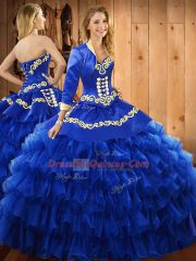 Exquisite Sweetheart Sleeveless Lace Up Sweet 16 Quinceanera Dress Blue Satin and Organza