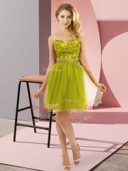 Latest Sweetheart Sleeveless Zipper Evening Dress Olive Green Tulle