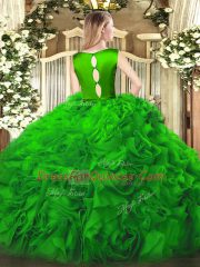 High Class Purple Ball Gowns Belt Sweet 16 Dresses Clasp Handle Fabric With Rolling Flowers Sleeveless Floor Length