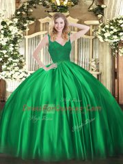 Floor Length Turquoise Quinceanera Gowns V-neck Sleeveless Zipper