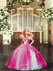 Traditional Fuchsia Lace Up Sweet 16 Dresses Beading and Ruffles Sleeveless Floor Length
