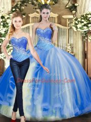 Admirable Tulle Sleeveless Floor Length Sweet 16 Dresses and Beading