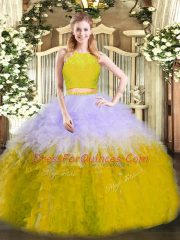 Artistic Multi-color Sleeveless Ruffles Floor Length Quinceanera Dress