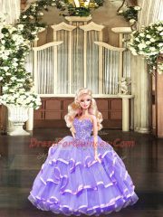 Fantastic Lavender Sweetheart Neckline Beading and Ruffled Layers Sweet 16 Dress Sleeveless Lace Up