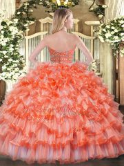 Noble Floor Length Hot Pink Ball Gown Prom Dress Tulle Sleeveless Beading and Ruffled Layers