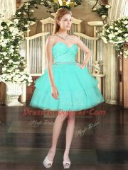 Comfortable Sweetheart Sleeveless Lace Up Quinceanera Gown Aqua Blue Tulle