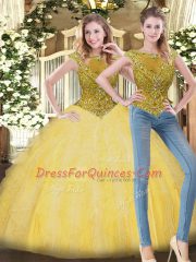 Sleeveless Beading and Ruffles Zipper Quinceanera Gown