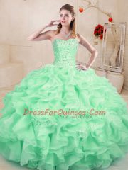 Fantastic Floor Length Ball Gowns Sleeveless Apple Green Quinceanera Gowns Lace Up