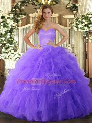 Lavender Sleeveless Ruffles Floor Length Sweet 16 Quinceanera Dress