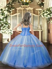 Fuchsia Sleeveless Tulle Lace Up Child Pageant Dress for Party and Quinceanera