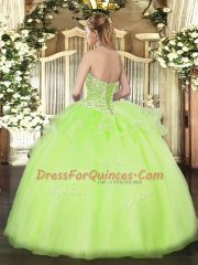 Sleeveless Floor Length Beading and Ruffles Lace Up Quinceanera Dresses with Lilac